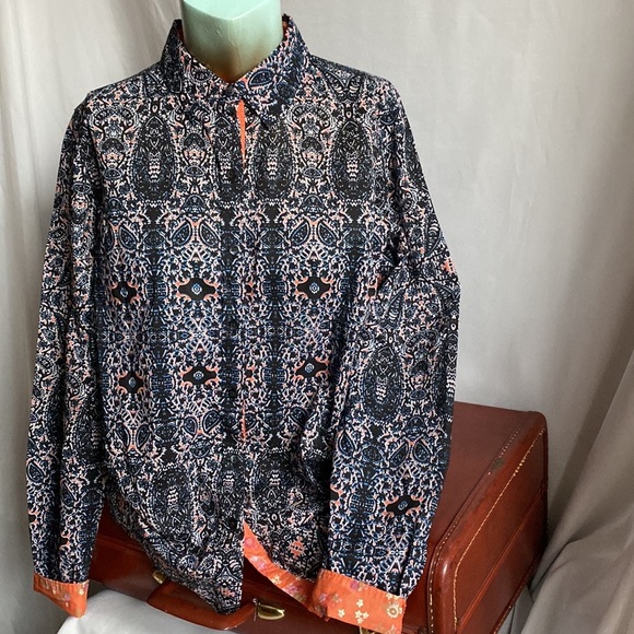 Joe Fresh Orange and Blue Button Down Shirt - Picture 5 of 8